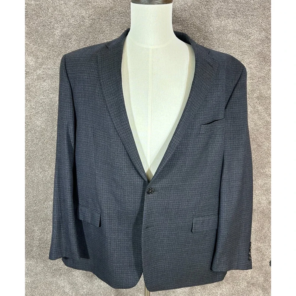 Lauren Ralph Lauren Blazer Mens 50R Gray Plaid Two Button Suit Sport Coat Jacket